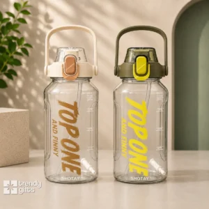 2L Food Grade Water Bottle with Straw & Carry Handle