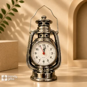 Vintage Hurricane Lantern Table Clock | Retro Home Decor